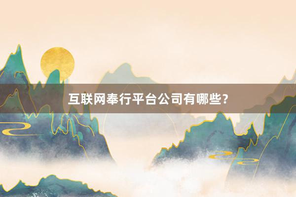 互联网奉行平台公司有哪些？